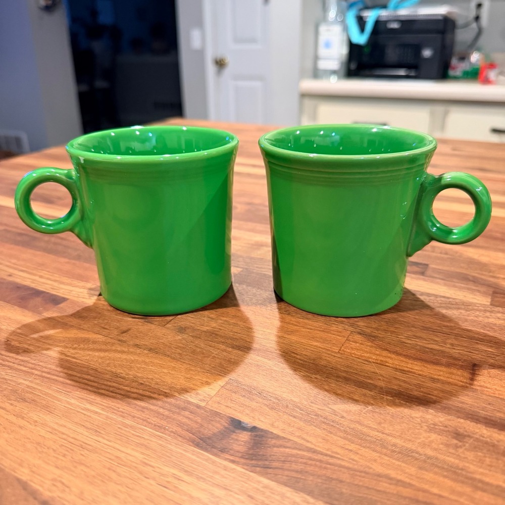 Fiesta Shamrock Green Ring Handle Coffee‎ Mugs Set of 2 Homer Laughlin USA